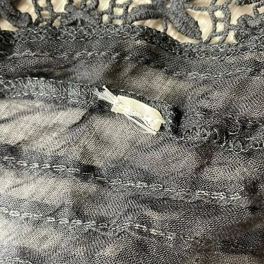 🔥Free People Willow Kimono Black With Lace Open Front XS/S Festival Boho Witchy
